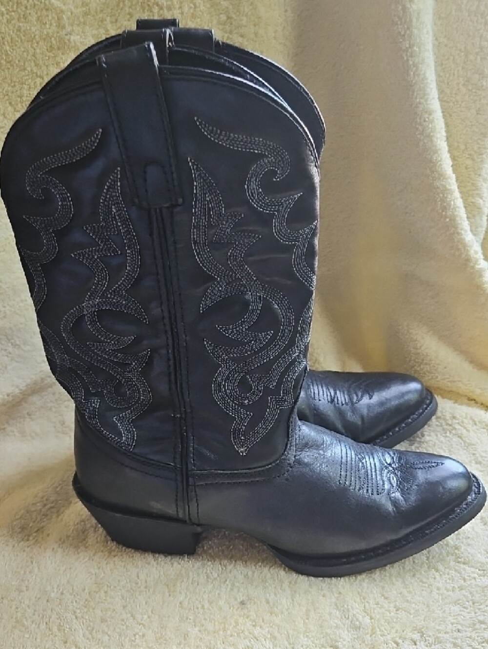 Laredo Black Leather Womans Western Cowboy Boots - Picture 3 of 11